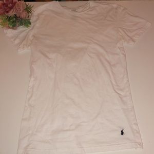 Polo Ralph Lauren Basic White T Shirt Polo T Shirt Large Logo along bottom